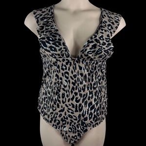 ANIMAL PRINT Ruffled Straps One Piece Swim Suit Size Medium
